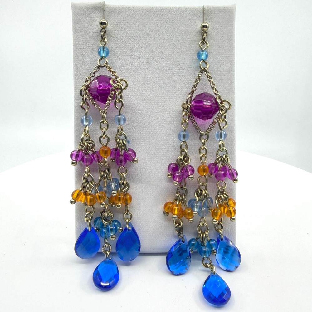 Multicolored Beaded Chandelier Earrings Boho Festival Statement Y2K Gift Chic